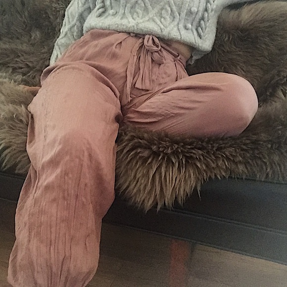 Mustard Seed Pants - MUSTARD SEED Wood Rose Pink Tie Waist Sash Pants